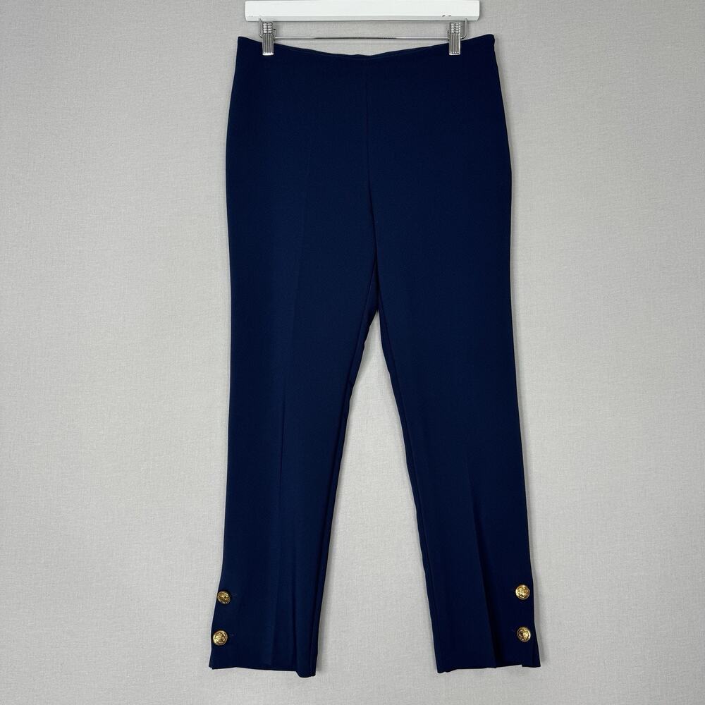 Rinascimento Womens Pants Large Blue Grommet Cuff Trouser Nautical Comfy Career